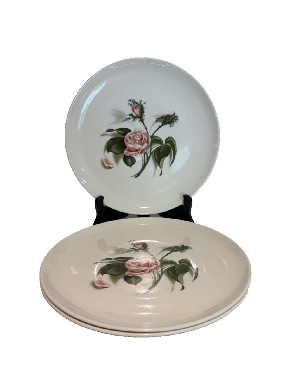 Universal Ballerina Moss Rose Dinner Plates 10" Union Made 1950s USA Set of 3